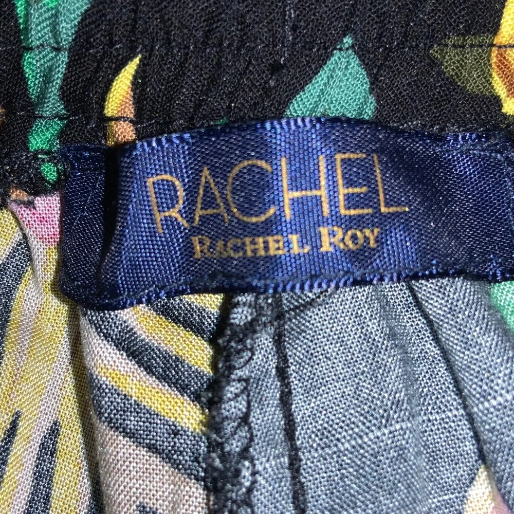 Rachel Roy tropical floral palazzo pants measures as M elastic waist drawstring - Picture 5 of 7